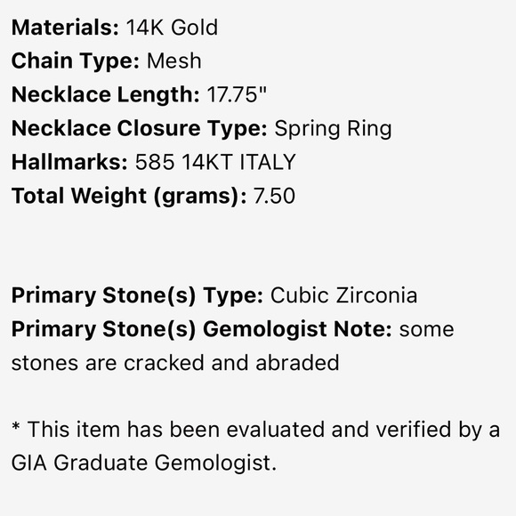 Solid 14K White Gold Mesh Web DQCZ Station Necklace - Picture 6 of 6